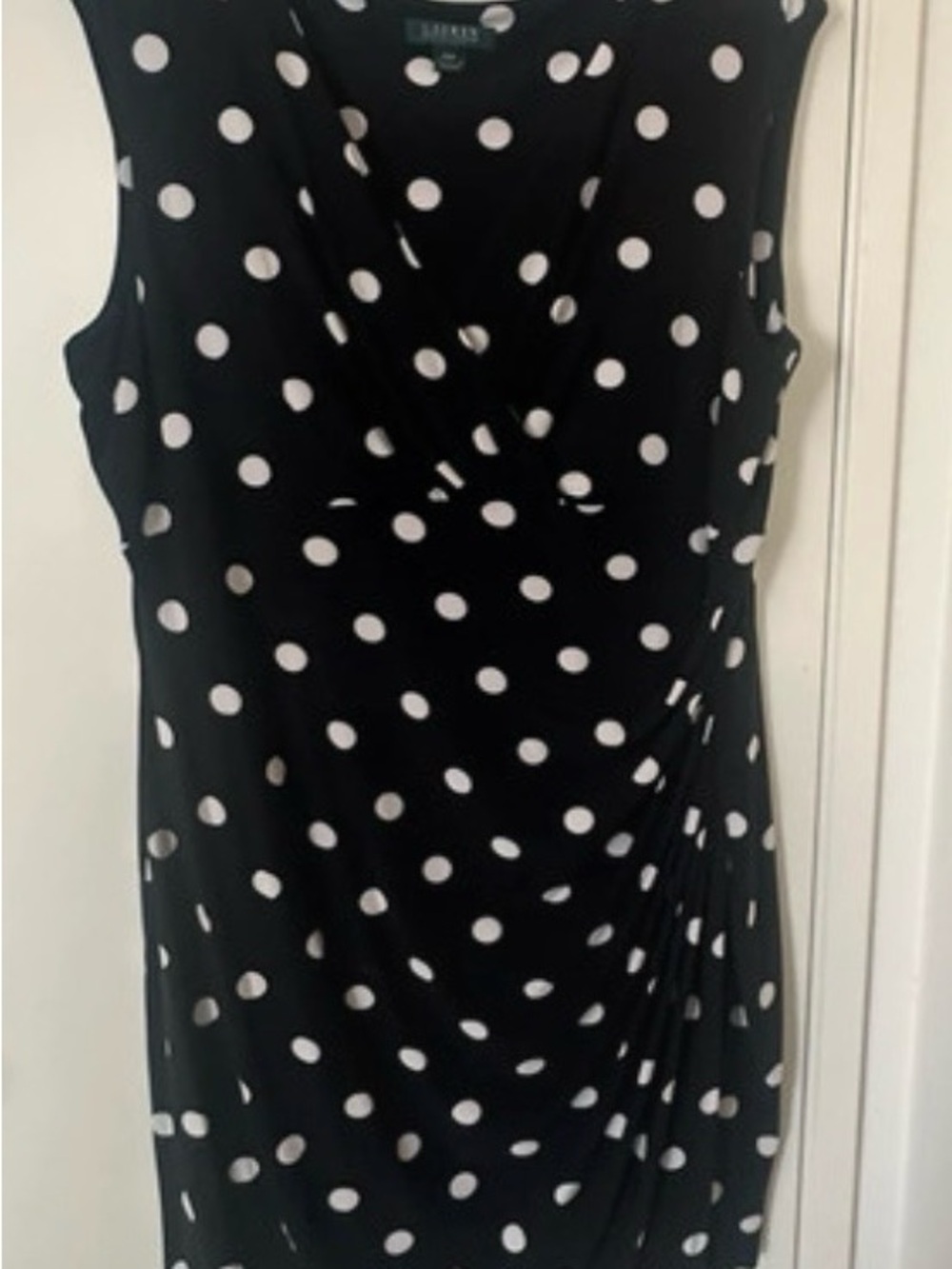 Lauren Ralph Lauren Black and White Polka Dot Sleeveless Dress